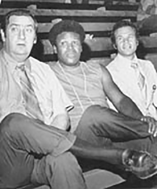 Leonard Bloom with San Diego Conquistadors Coaches Alex Groza and K.C. Jones